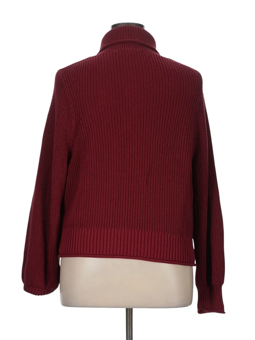 J. Crew Ribbed Cotton Button Collar Sweater Size XL Cranberry 100% Cotton Cozy
